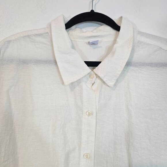 Old Navy Button Up Shirt Women Plus Size 4X White Twist Front Collared Neutral - Picture 2 of 7